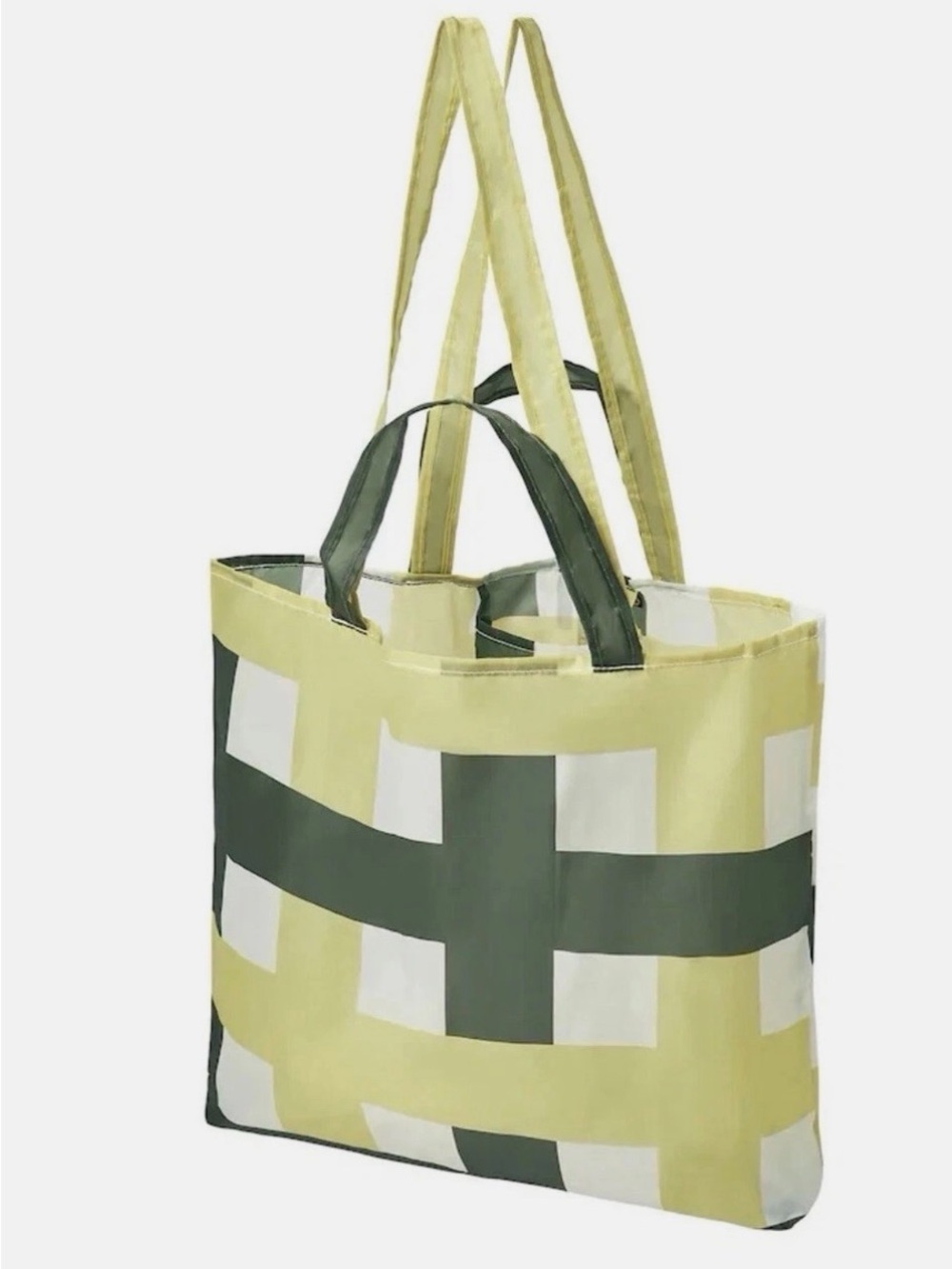 IKEA foldable Green and Cream Geo-Print Tote Bag